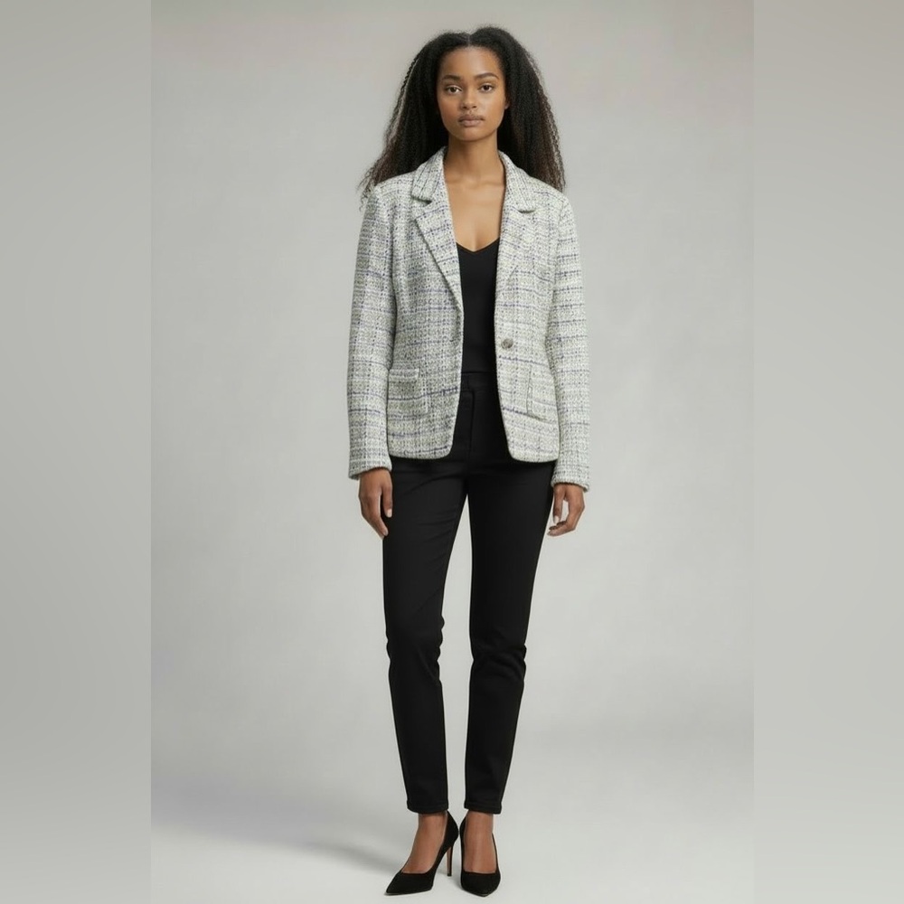 BEAUTIFUL St John collection‎ knit Blue pink white multi jacket